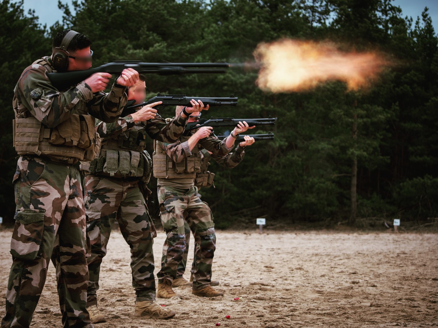 French soldiers training with SuperNova shotguns