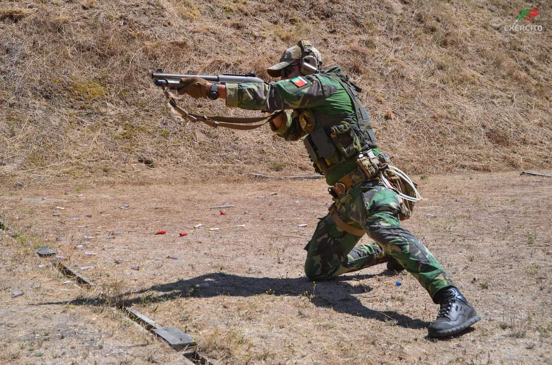 Portuguese soldier training with Benelli SuperNova tactical shotgun